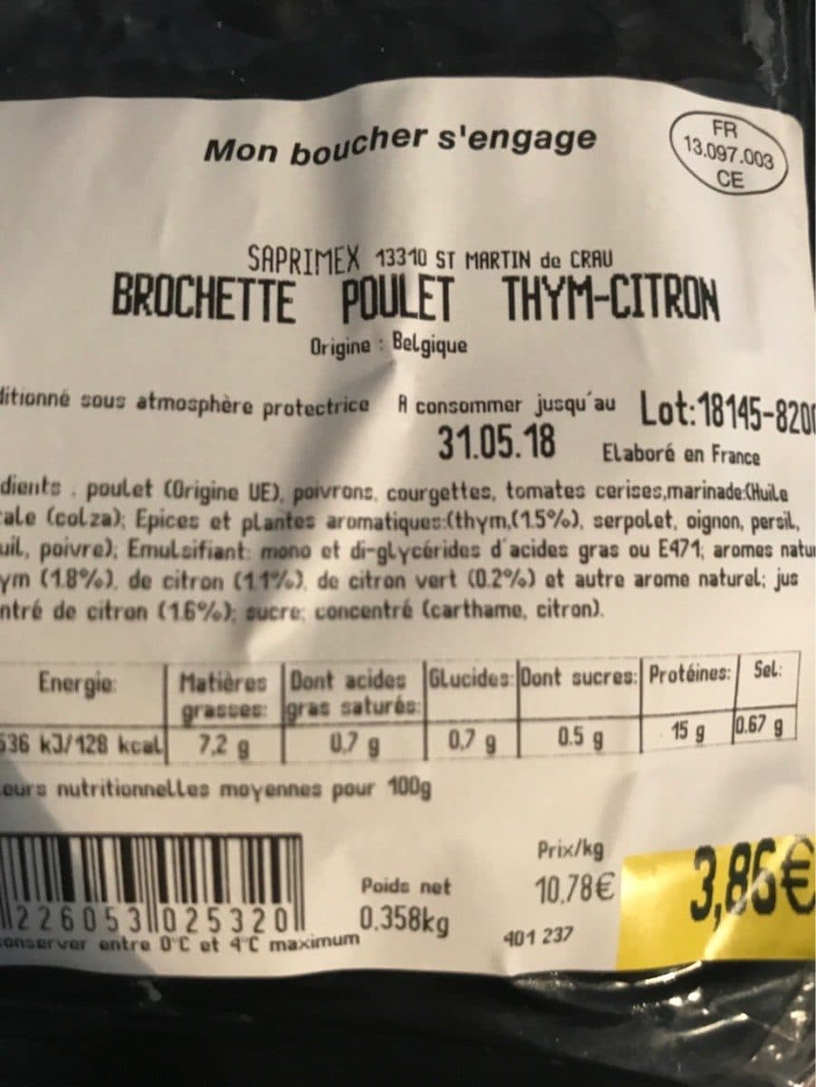 Open Food Facts Brochette poulet thym citron packshot