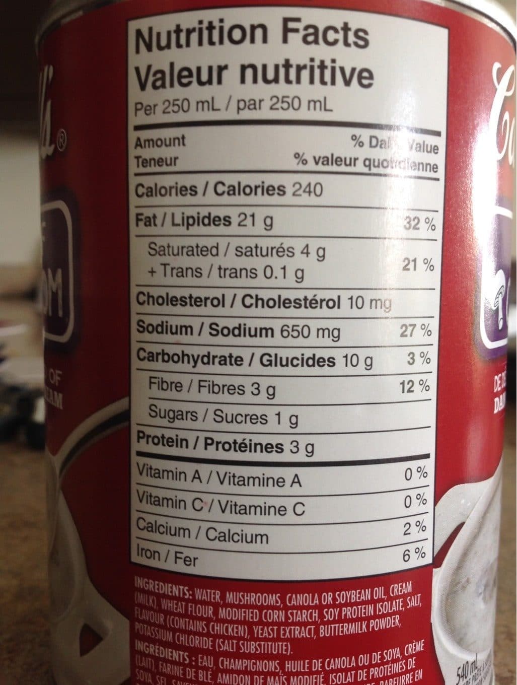 Campbells' Crème de champignons packshot