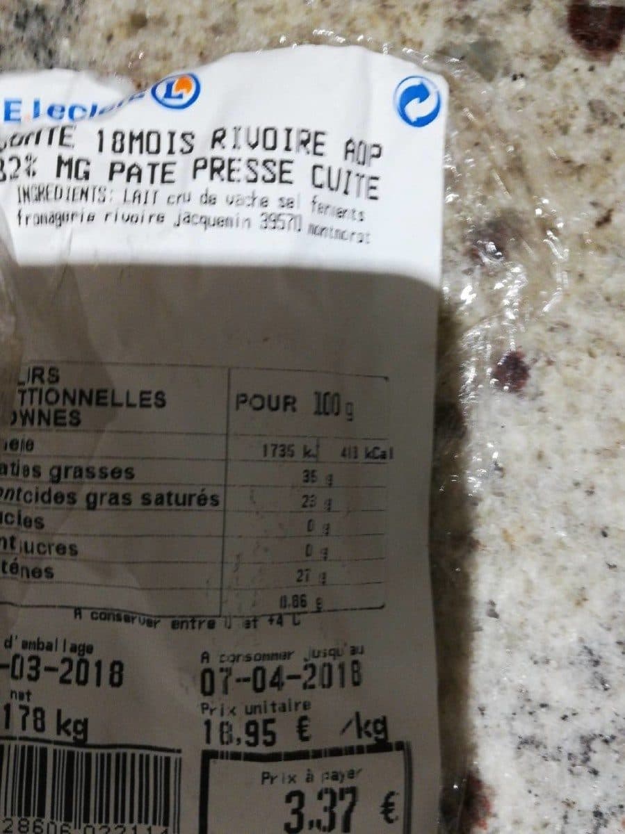 Open Food Facts Comte rivoire AOP packshot