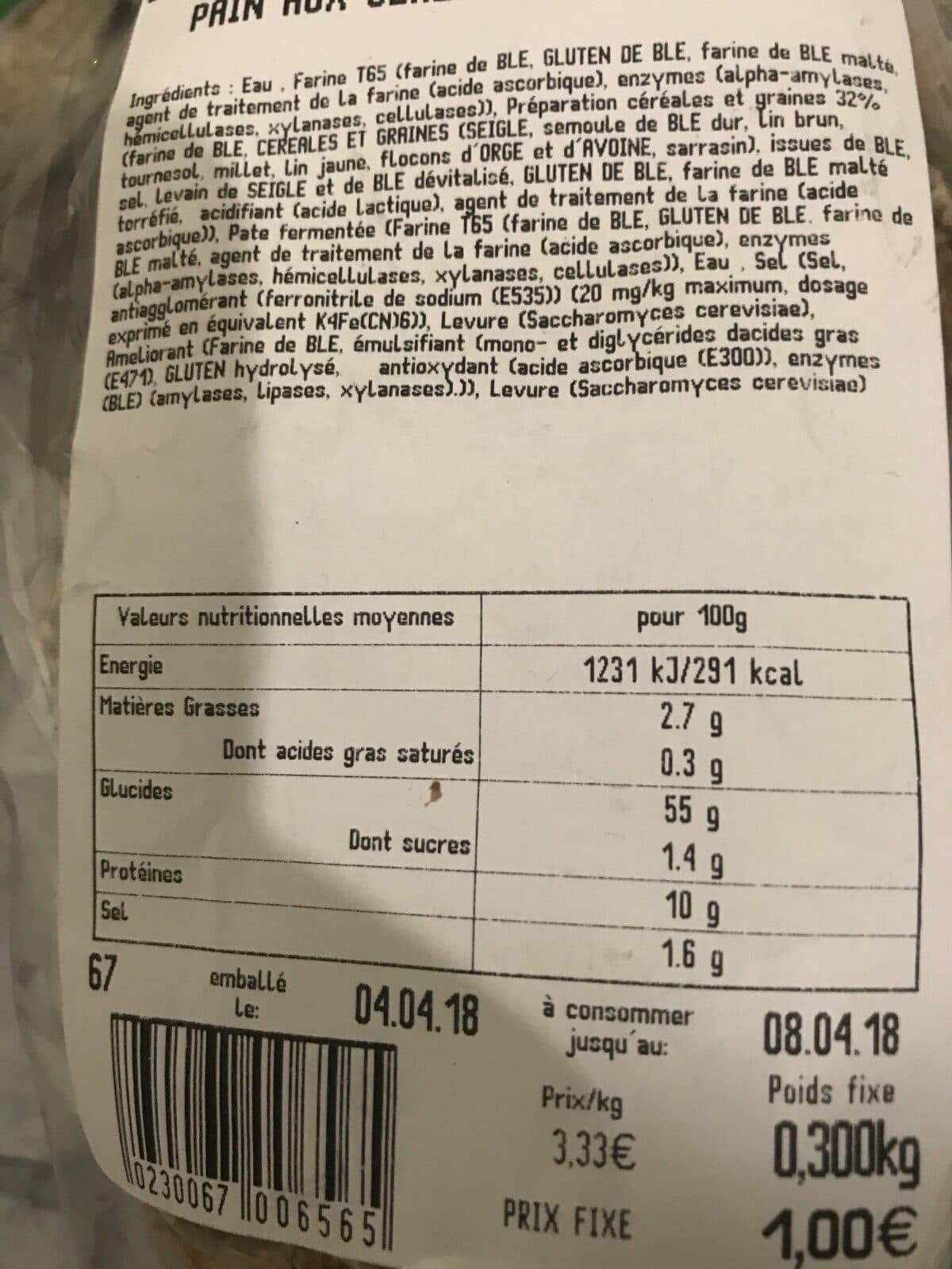 Open Food Facts Pain cereale packshot
