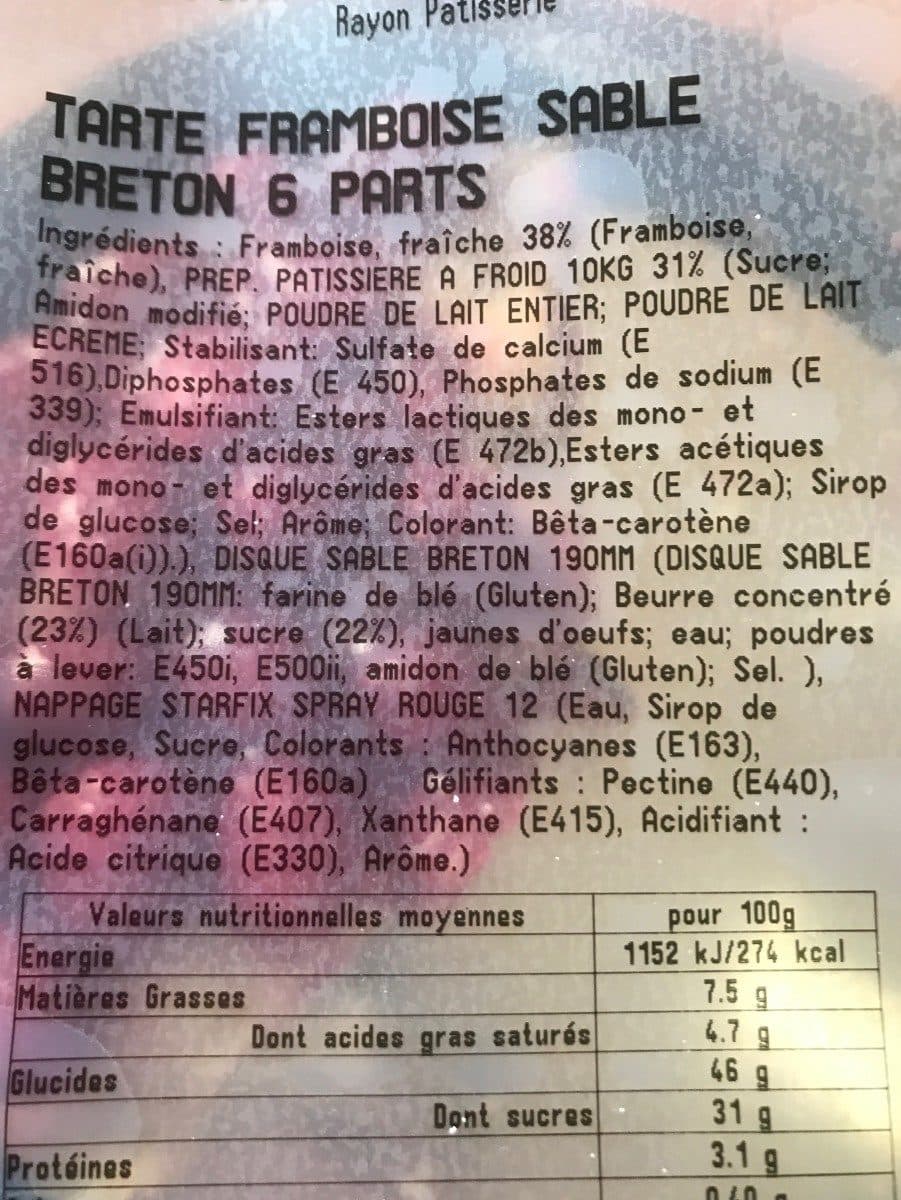 Open Food Facts Tarte framboise sable breton 6 parts packshot
