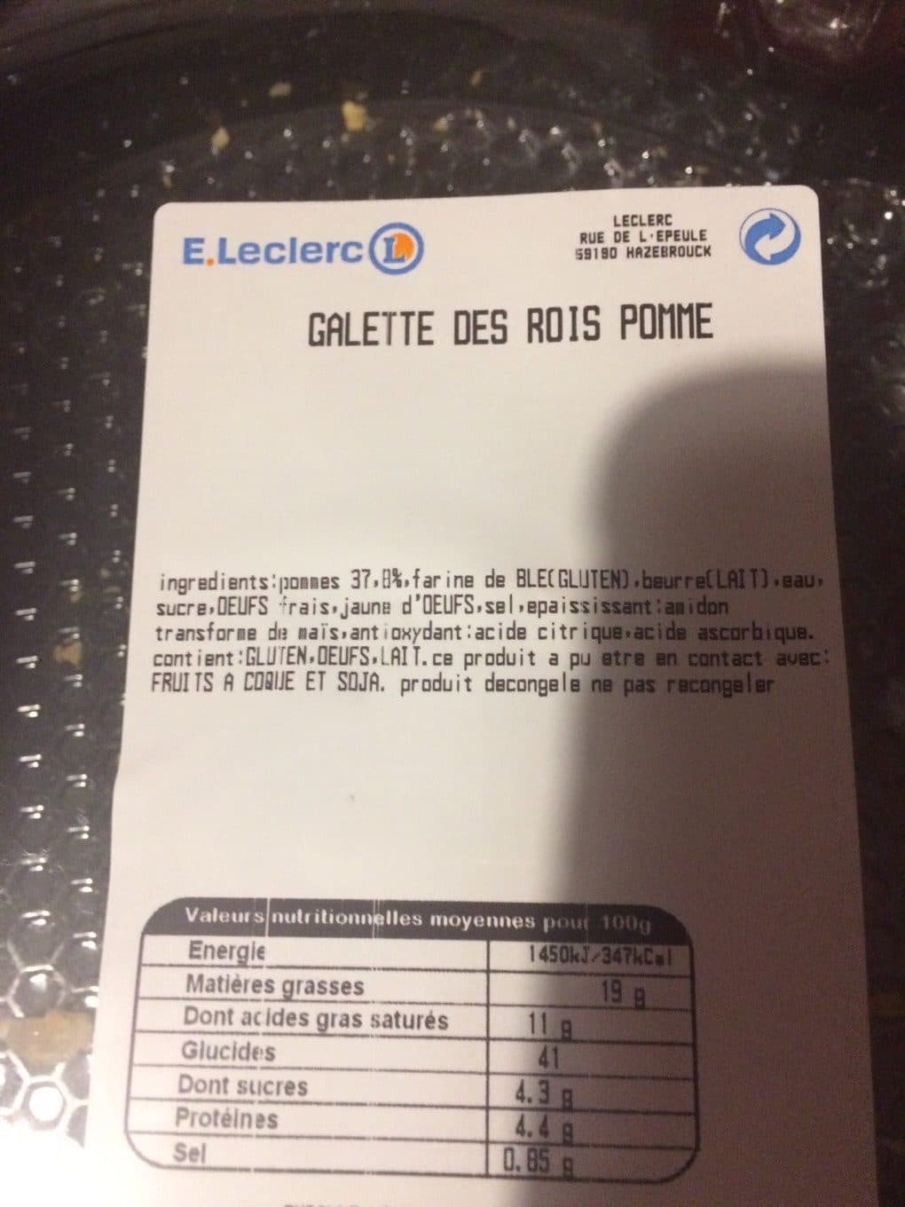 Leclerc Galette des rois pomme packshot