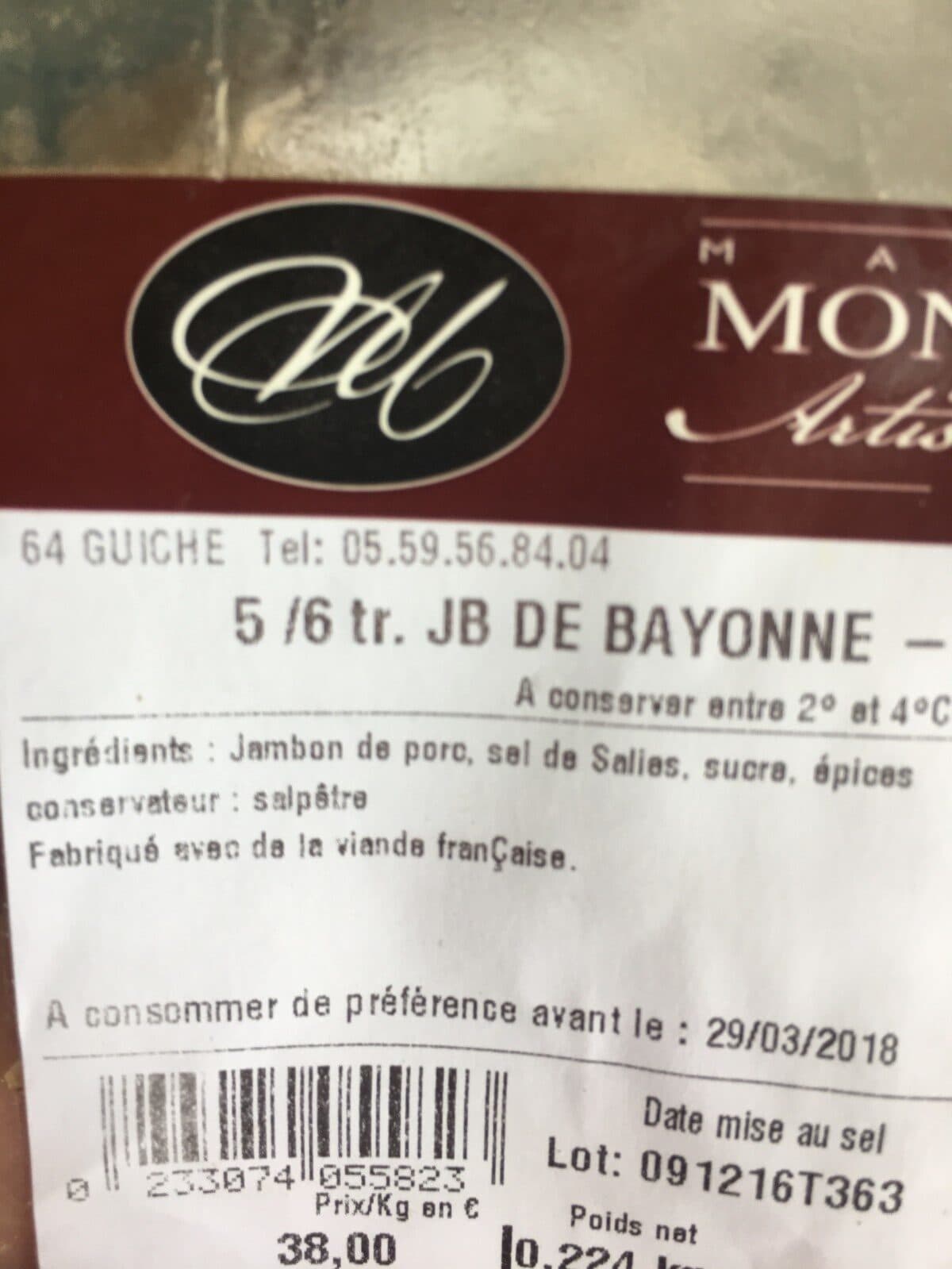 Open Food Facts Jambôn de bayonne packshot