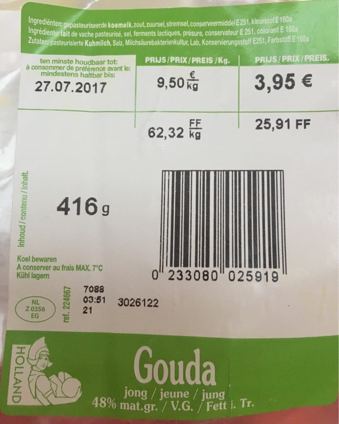 Holland Gouda jeune packshot
