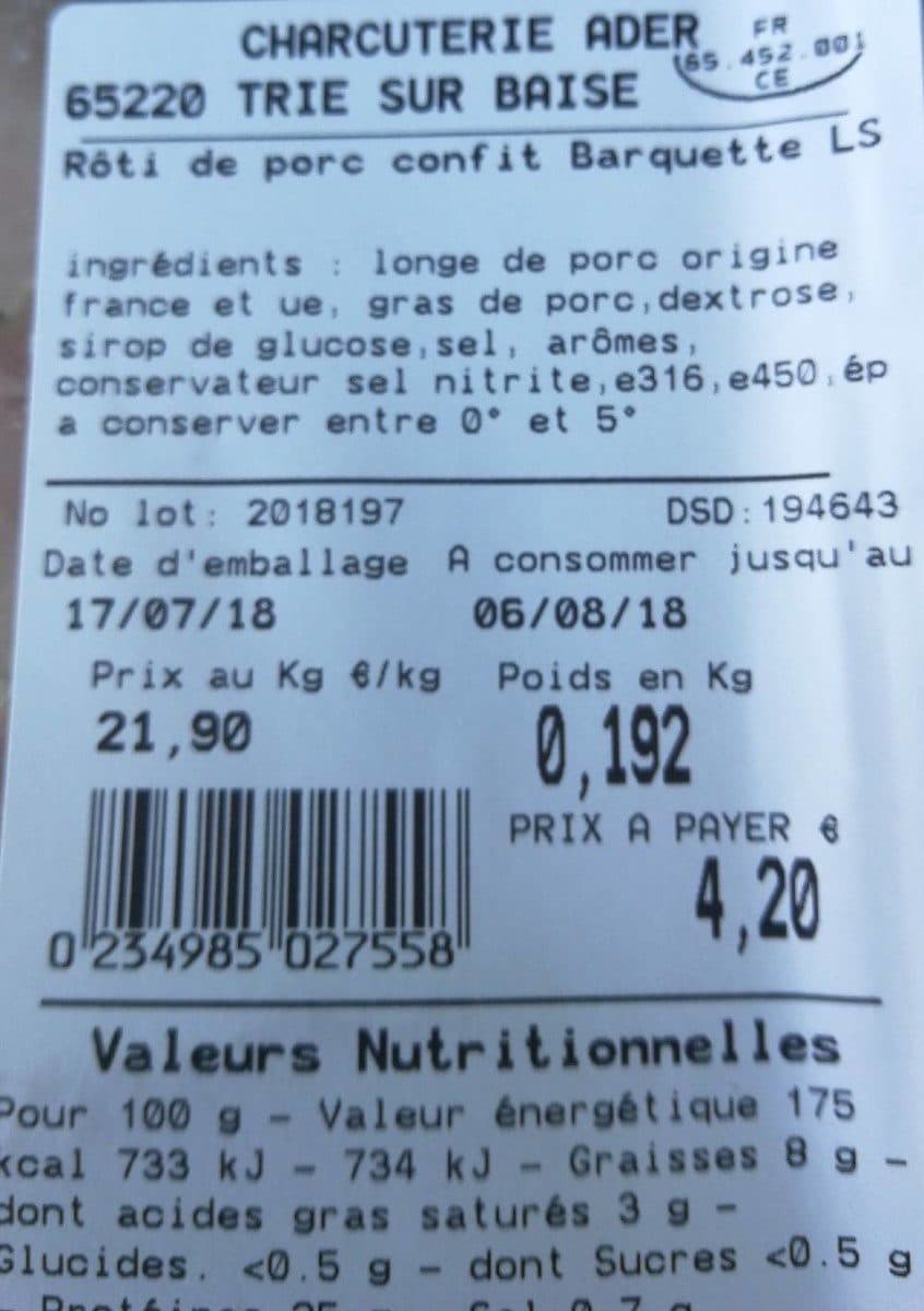 Open Food Facts Rôti de porc packshot