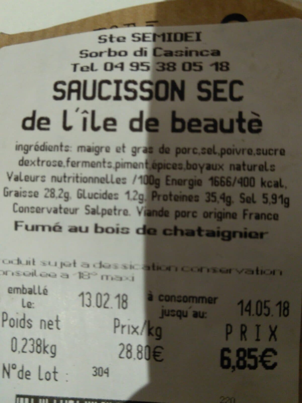 Semidei Saucisson packshot