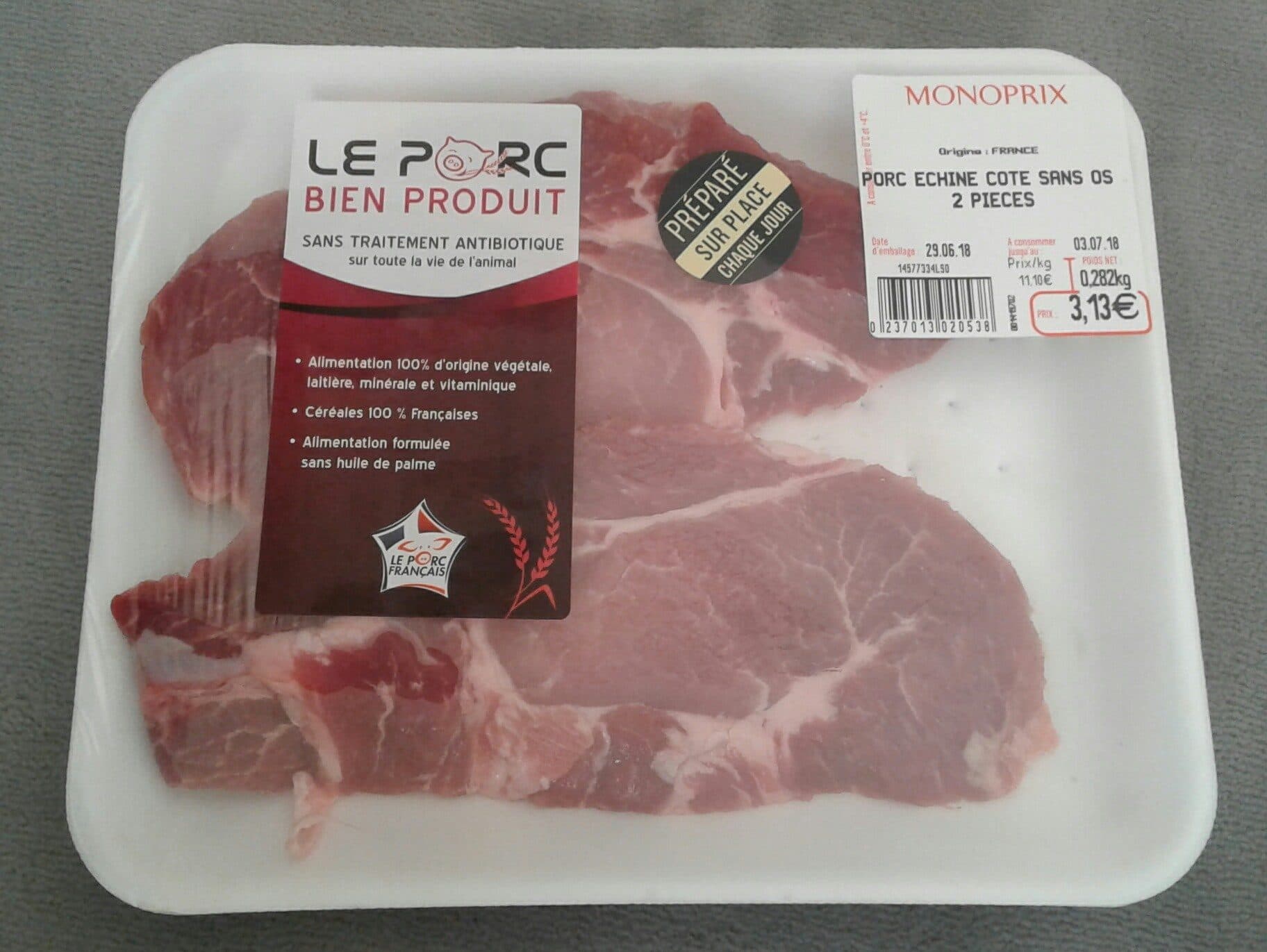 Monoprix Porc échine cote sans os 2 pièces packshot