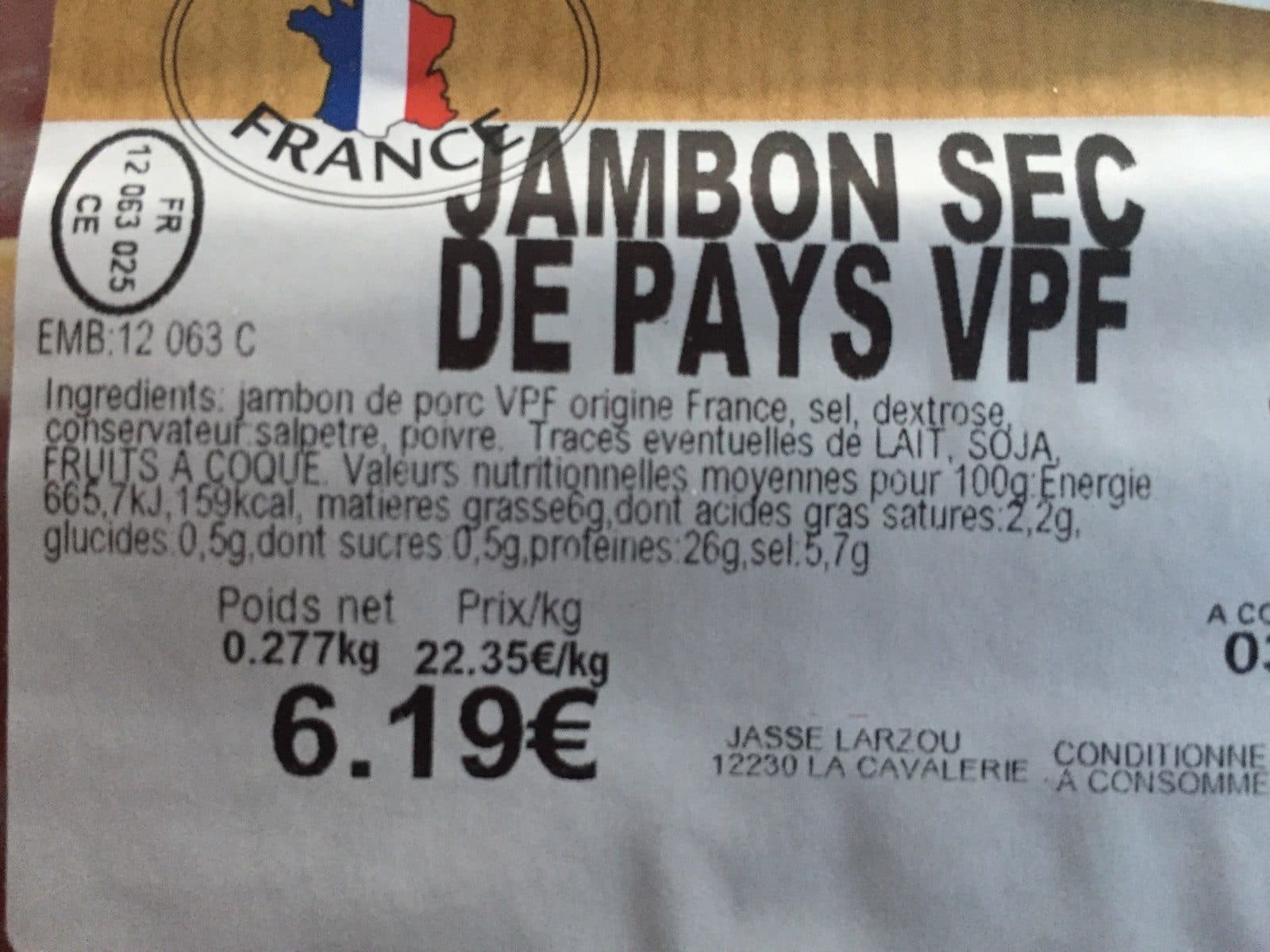 Open Food Facts Jambon sec de pays packshot