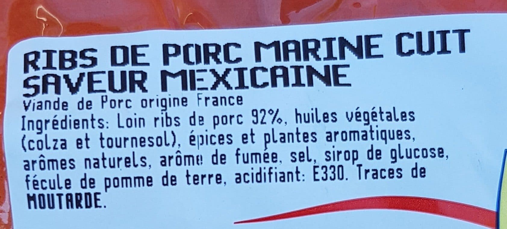Open Food Facts Ribs de porc marine cuit saveur mexicaine packshot