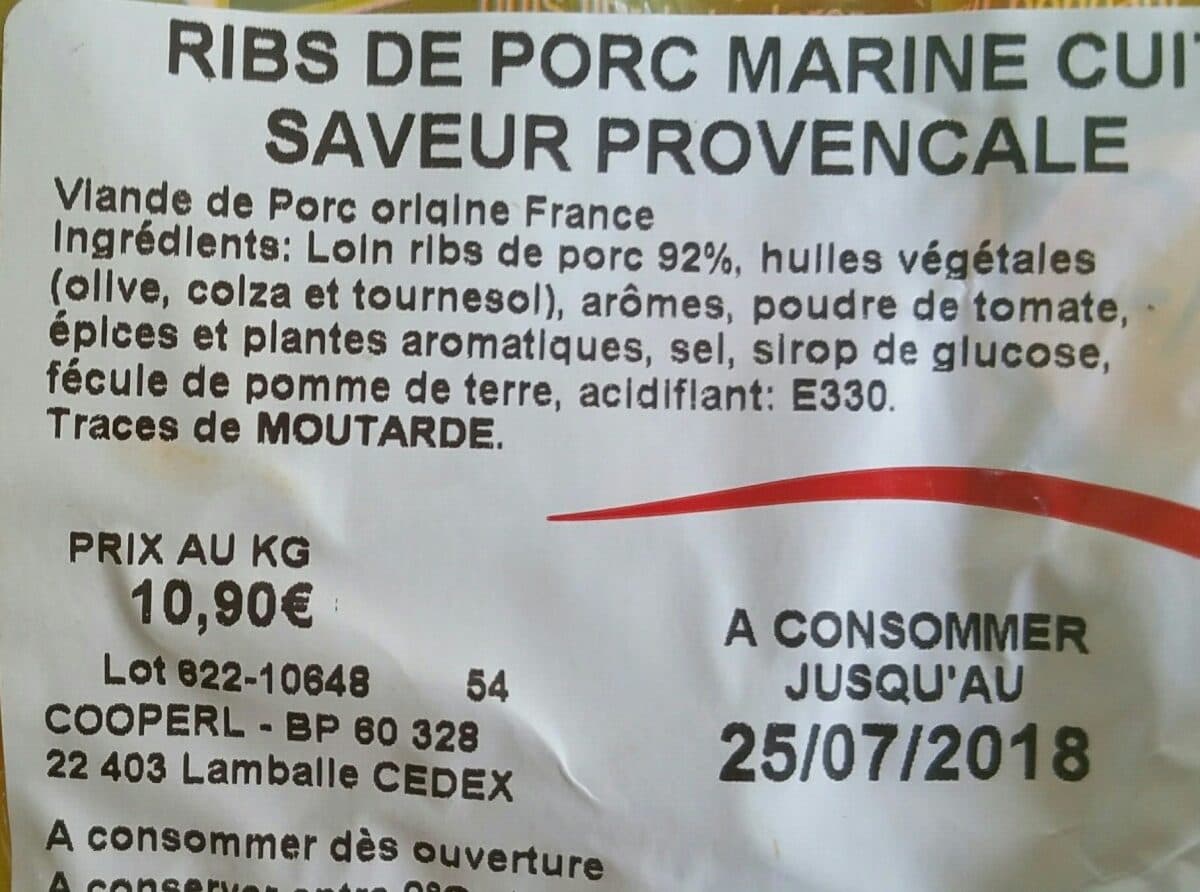 Open Food Facts Barbecue ribs a la provençale packshot