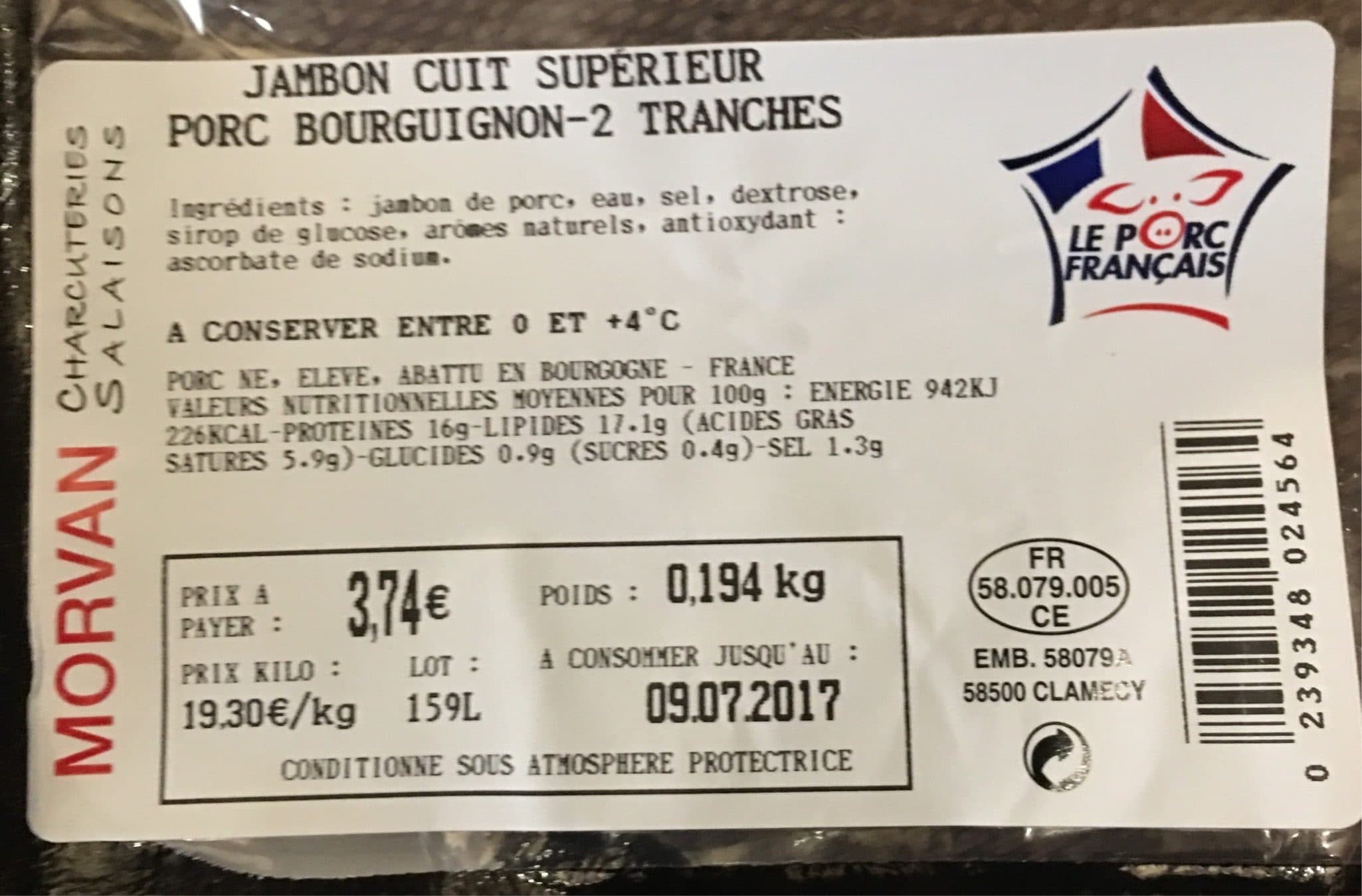 Morvan Jambon cuit superieur packshot