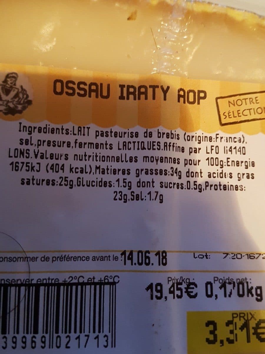 Open Food Facts Ossau Iraty AOP packshot