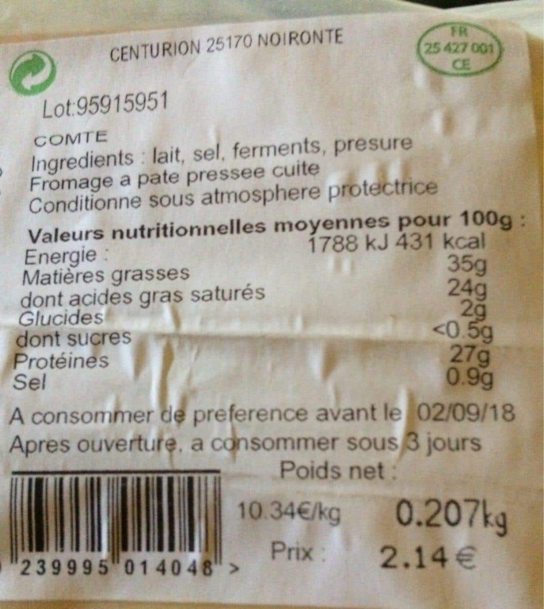 Open Food Facts COMTE packshot