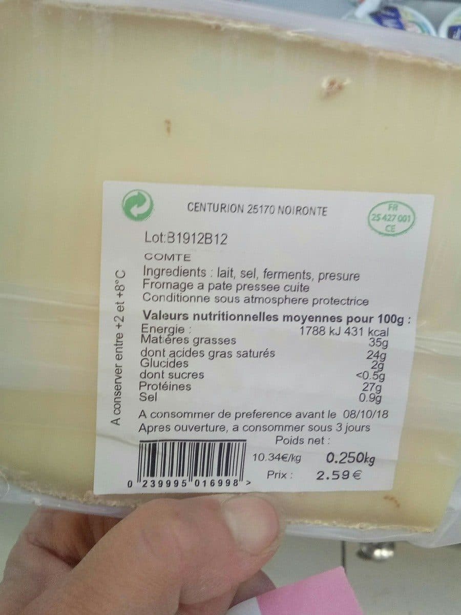 Open Food Facts Comté packshot
