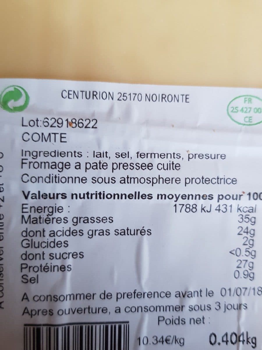 Open Food Facts Comté packshot