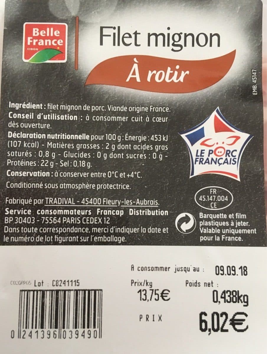 Belle France Filet mignon packshot