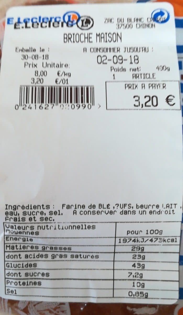 Open Food Facts Brioche maison packshot