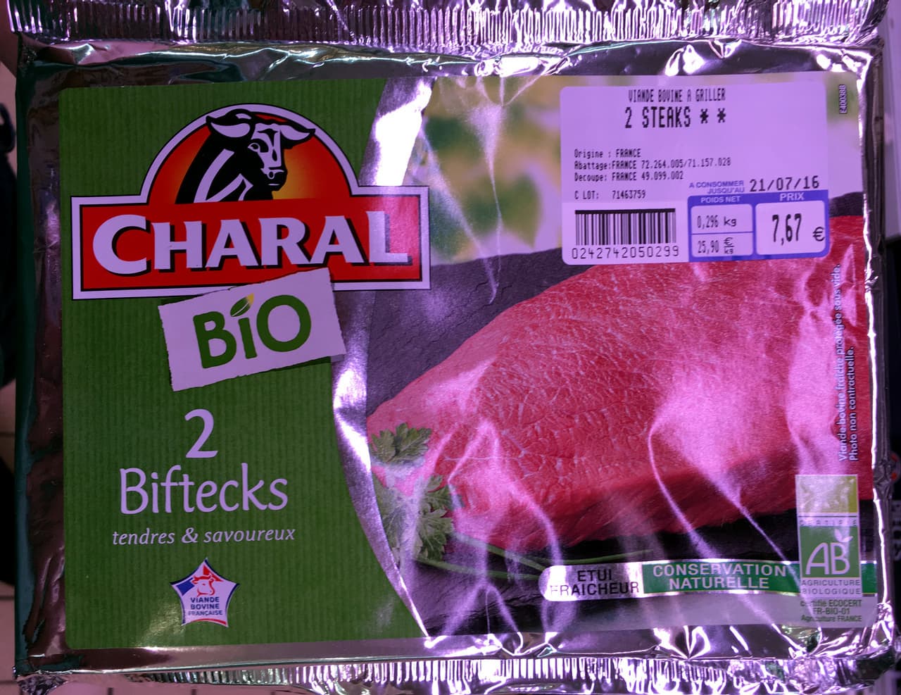 Charal 2 Biftecks bio ** packshot