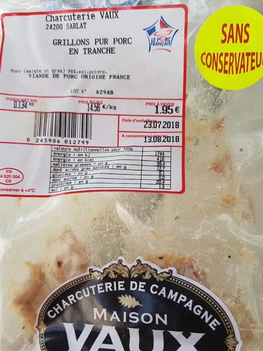 Open Food Facts Vaux grillons packshot