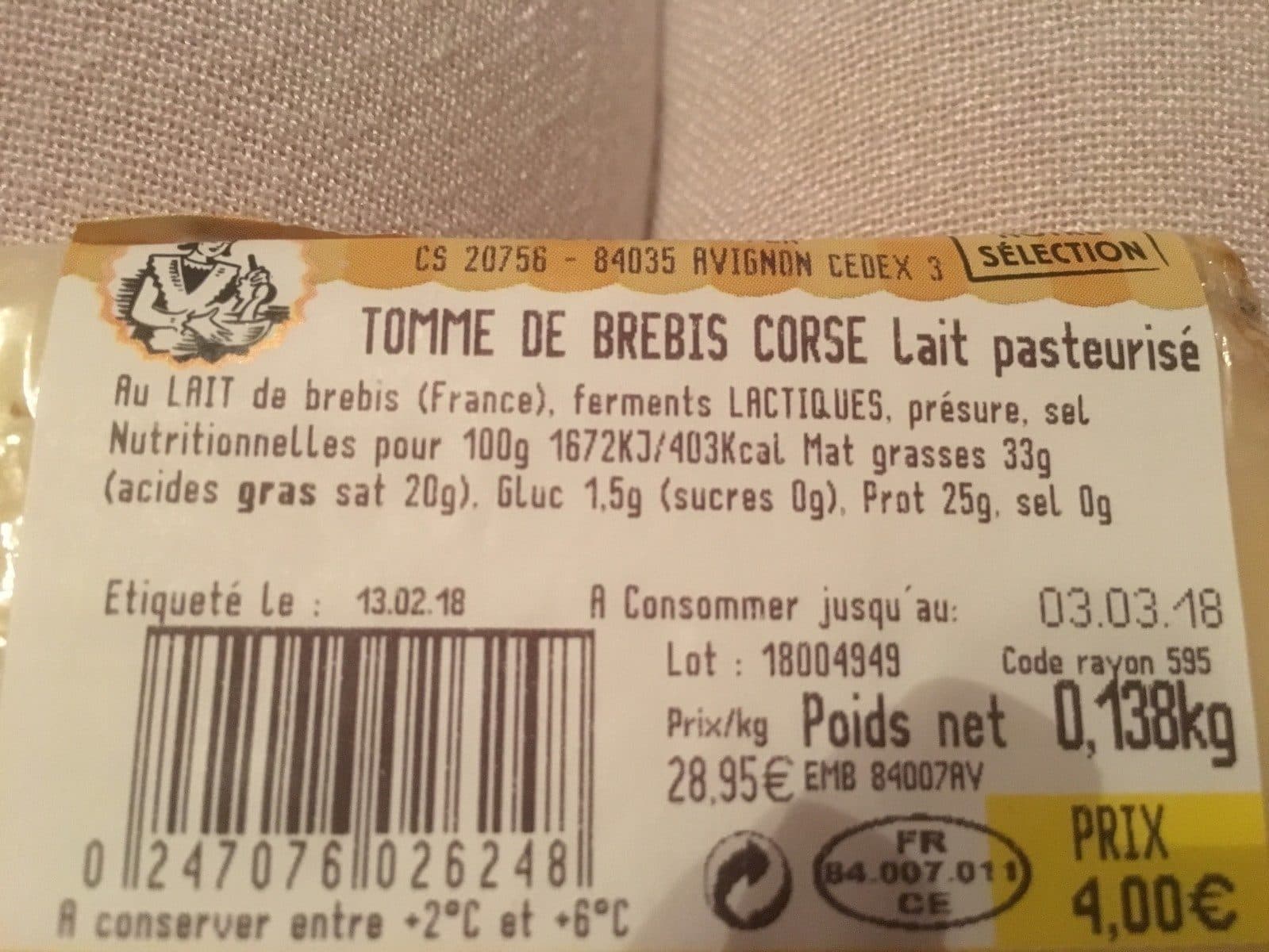 Ets schoepfer Tomme de brebis corse packshot