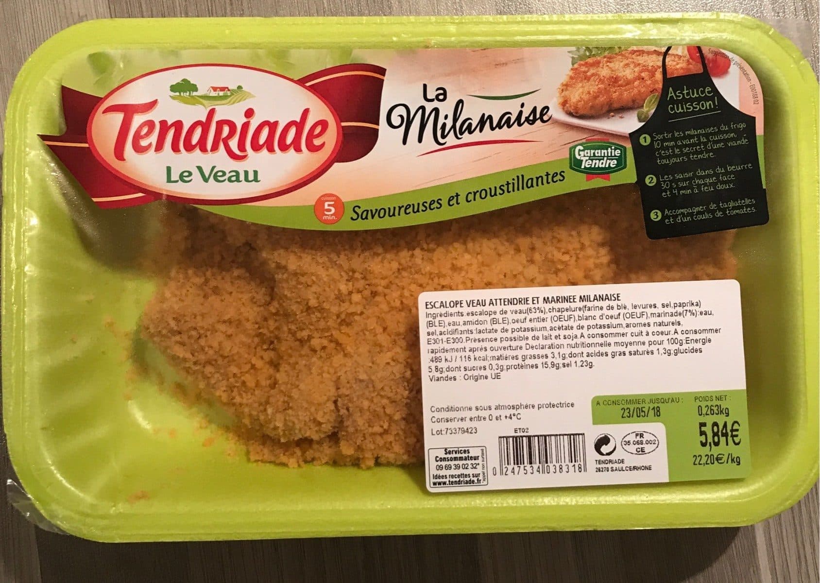 Tendriade Escalope de veau attendrie et marinée milanaise packshot