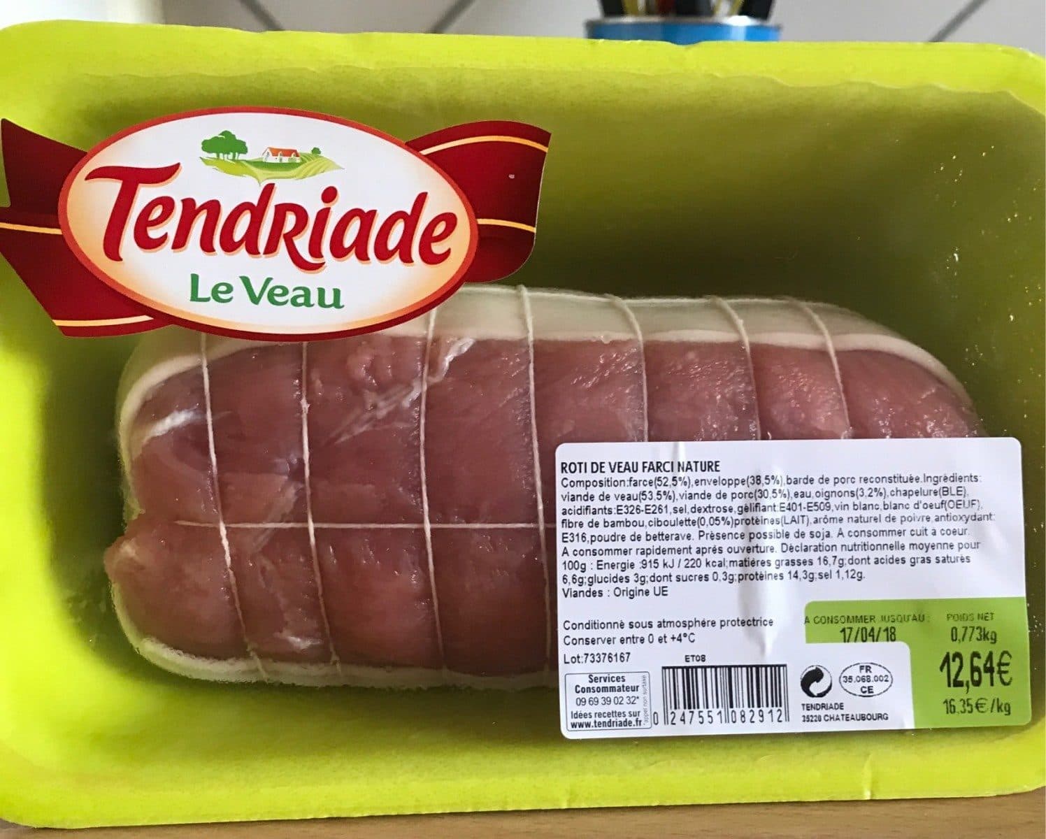 Tendriade Roti de veau farci nature packshot