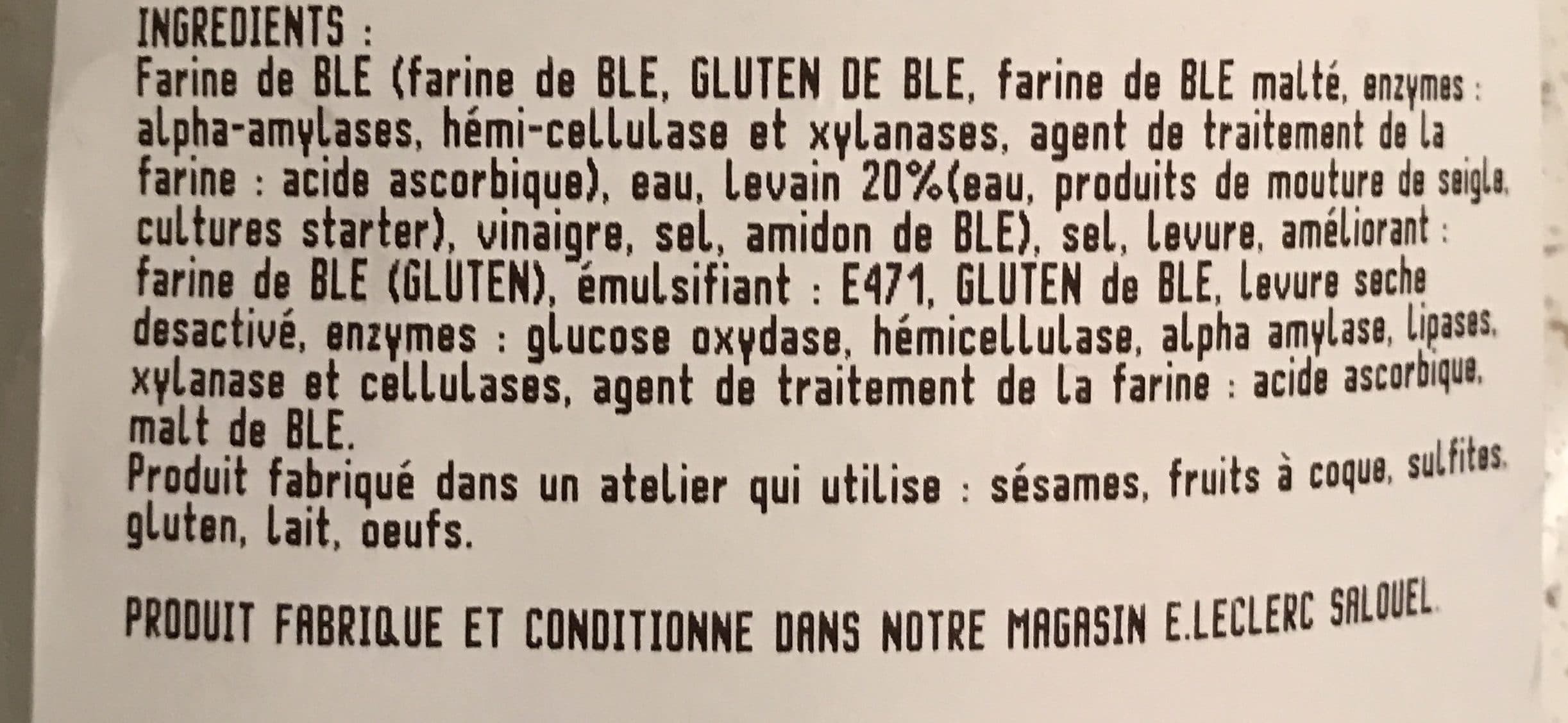 E.Leclerc Baguette rustique fabriquee par nos boulangers packshot