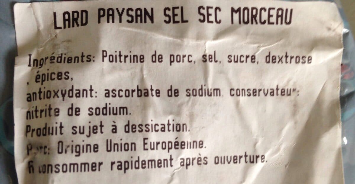Open Food Facts Lard paysan d'alsace packshot