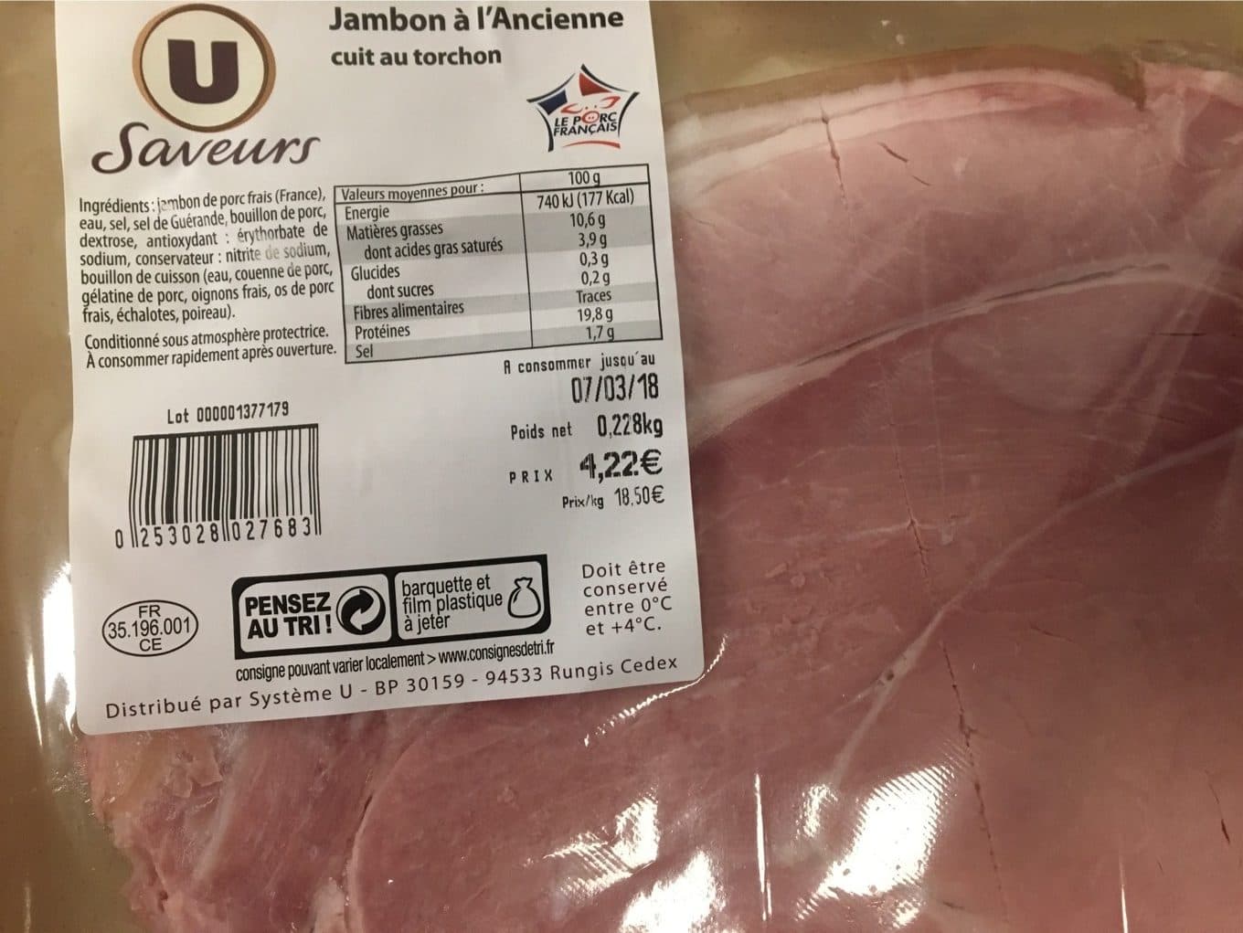U Jambon a l’ancienne cuit au torchon packshot