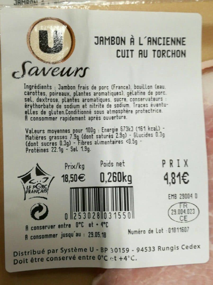 Open Food Facts Jambon a l'ancienne cuit au torchon packshot