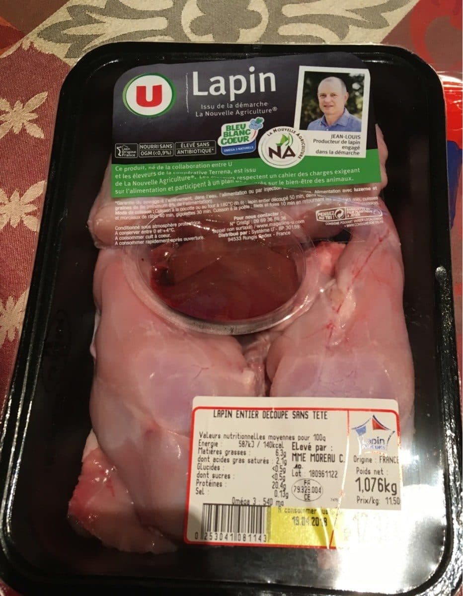 Open Food Facts Lapin entier decoupe sans tete bleu blanc packshot