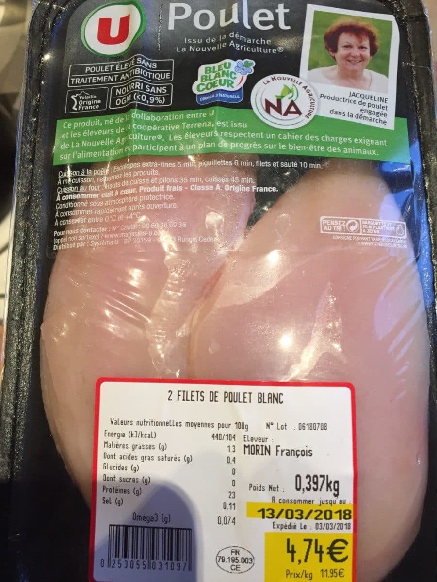 Open Food Facts 2 Filet de poulet blanc packshot