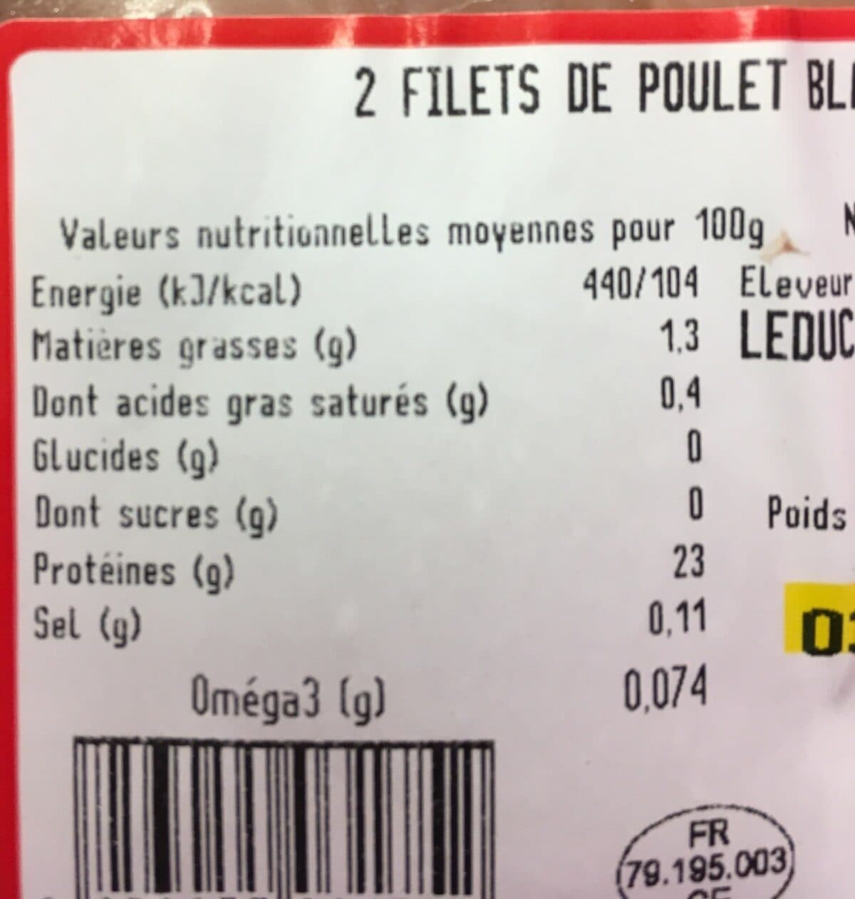Open Food Facts Filet de poulet blanc u packshot