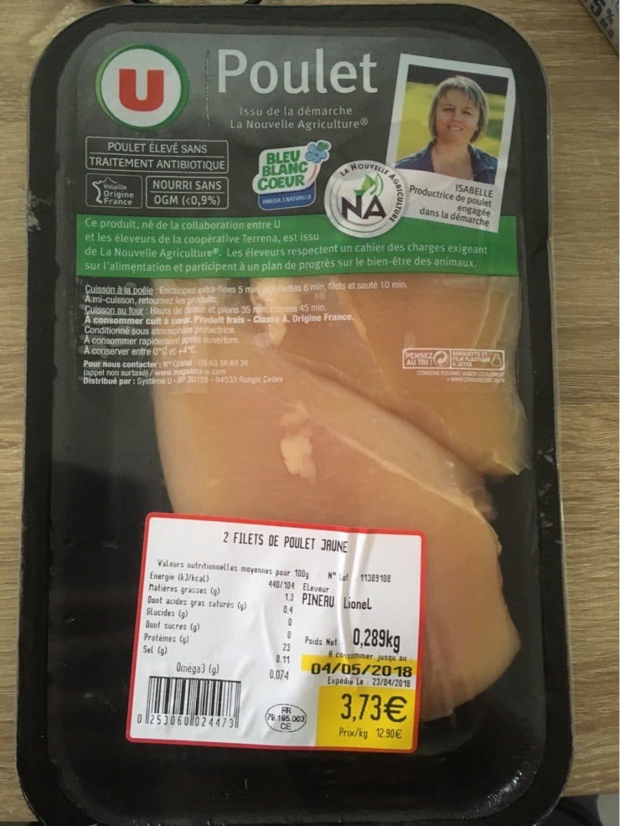 Open Food Facts Filets de poulet jaune packshot