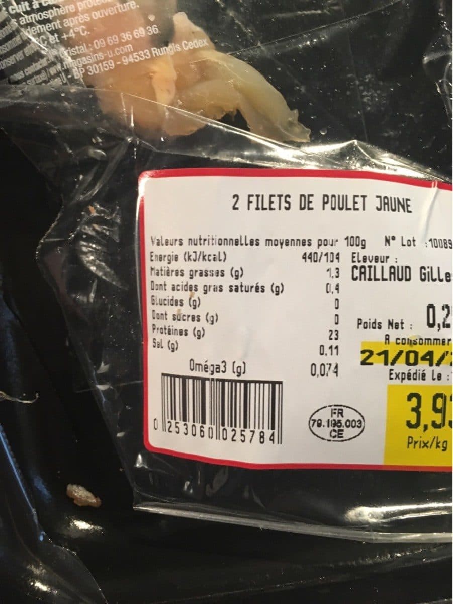 Open Food Facts Bleu blanc coeur Filet de poulet packshot