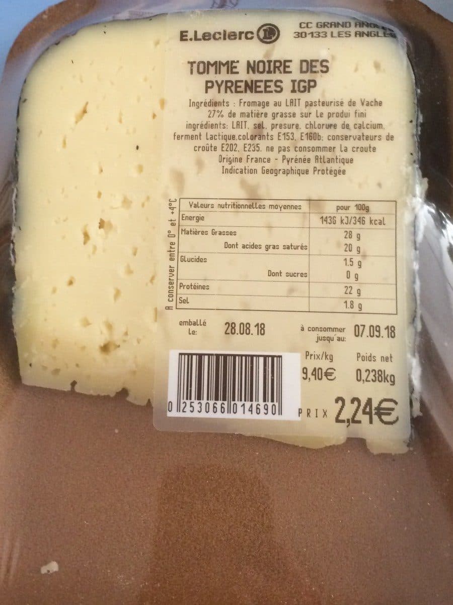 Open Food Facts TOMME NOIRE DES PYRENEES packshot