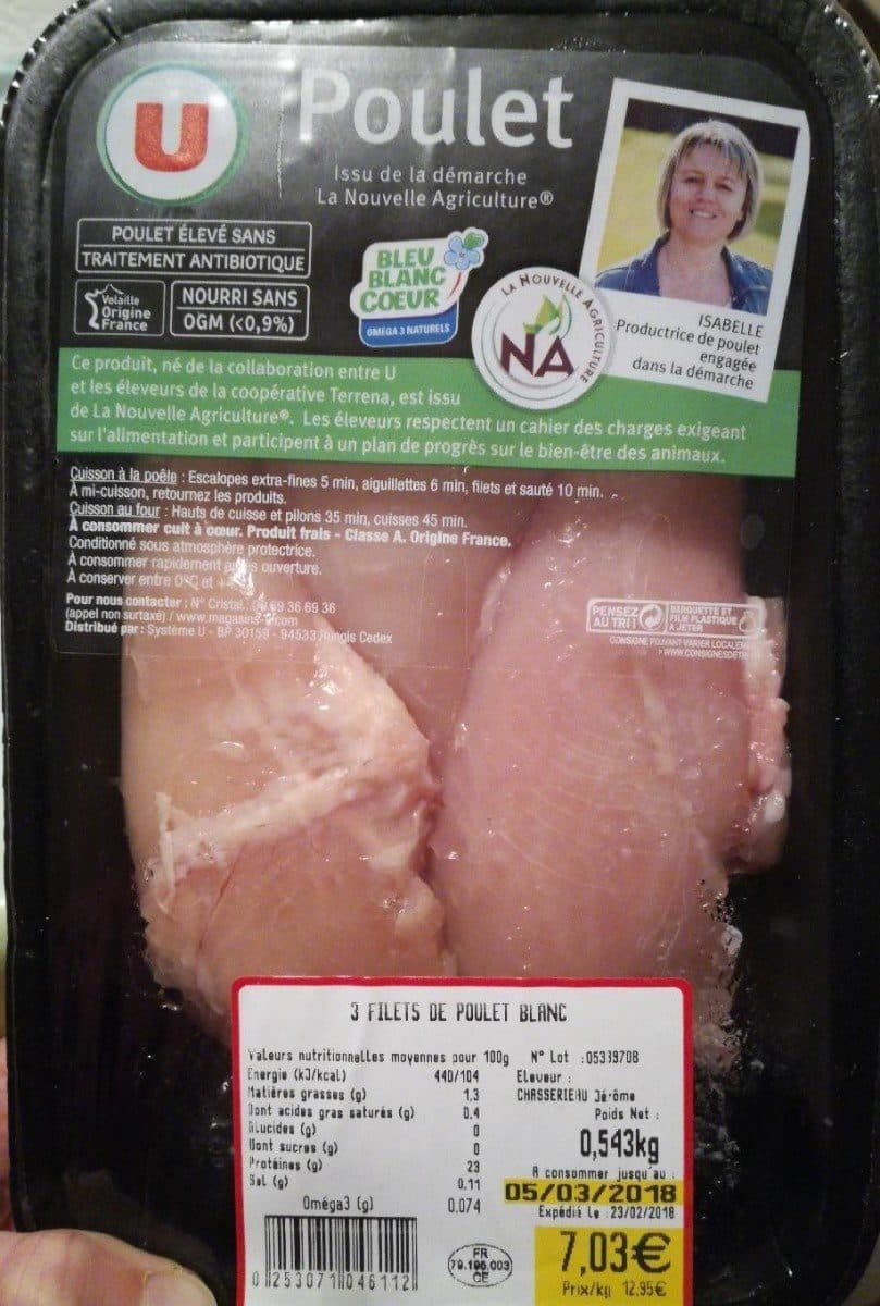 Open Food Facts 3 filets de poulet blanc packshot
