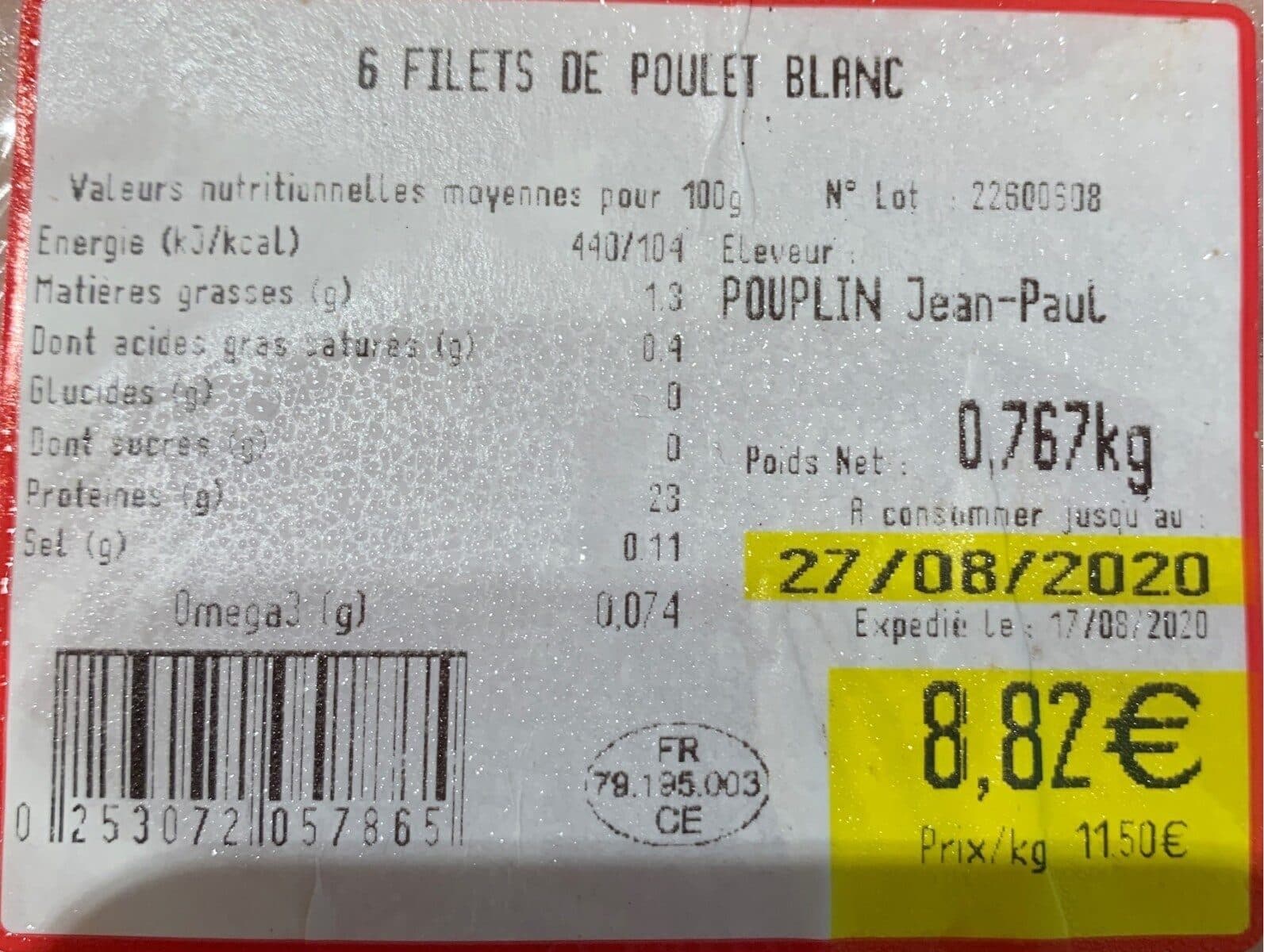 Open Food Facts Filet de Poulet packshot