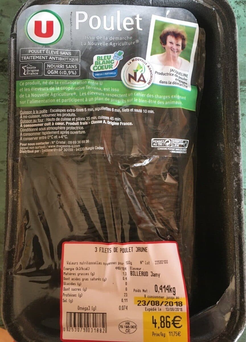 Open Food Facts Filets de poulet jaune packshot