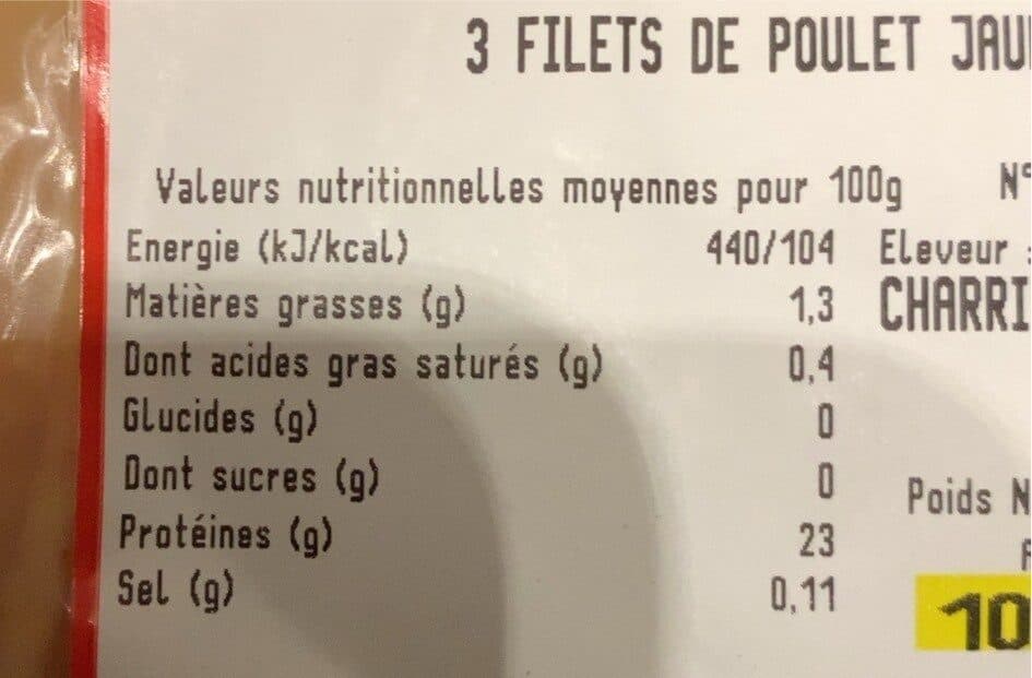 Open Food Facts Filets de poulet jaune packshot