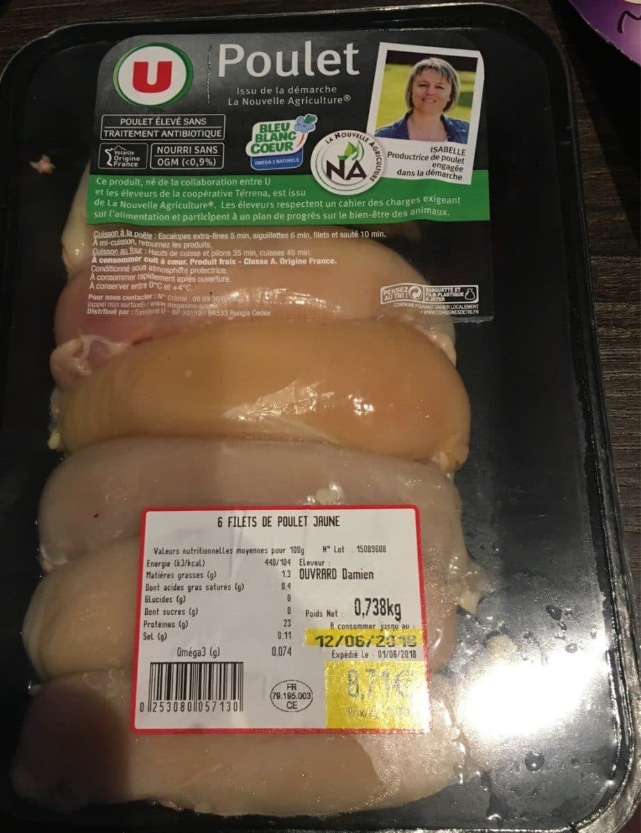 Open Food Facts 6 filets de poulet packshot