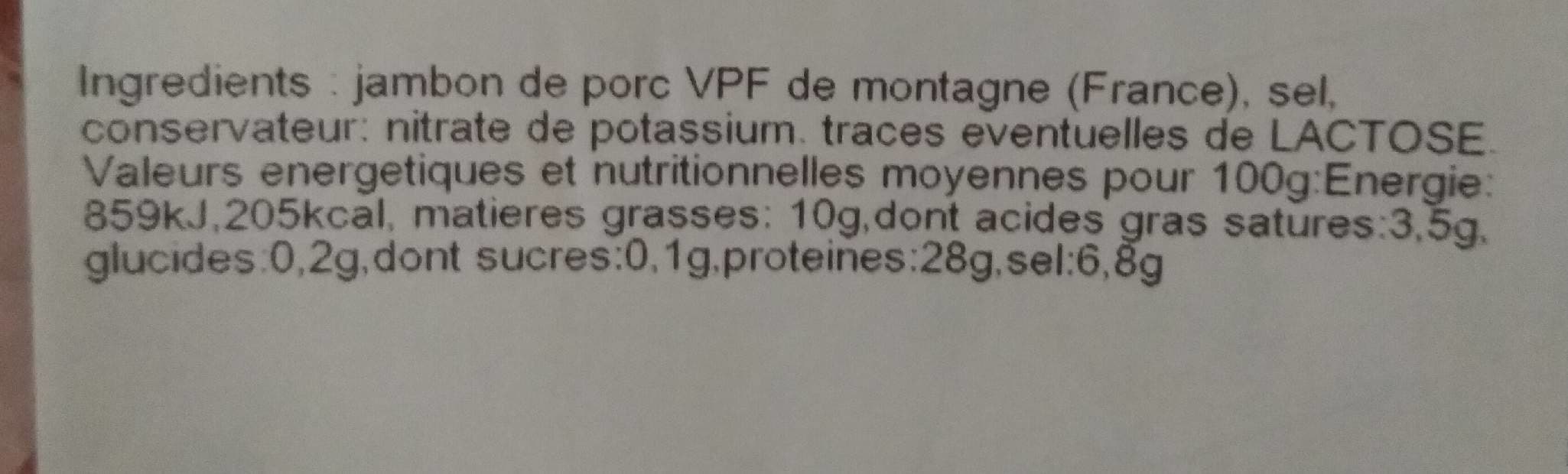 Open Food Facts Chiffonade de jambon sec vpf de montage packshot