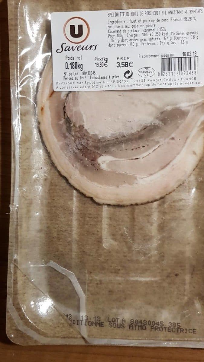 Open Food Facts Spécialité de rôti de porc cuit à l'ancienne packshot