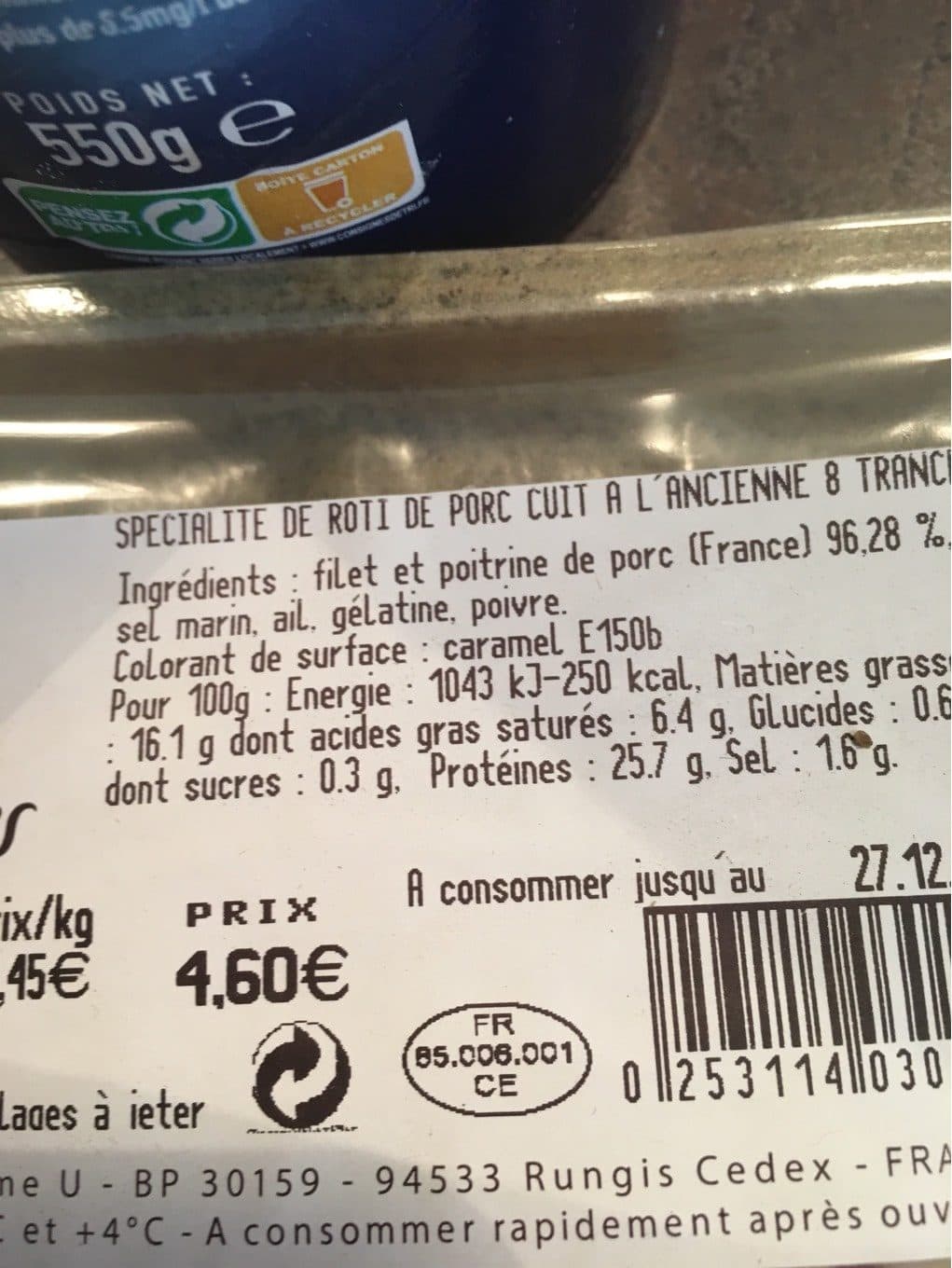 U Roti de porc cuit packshot