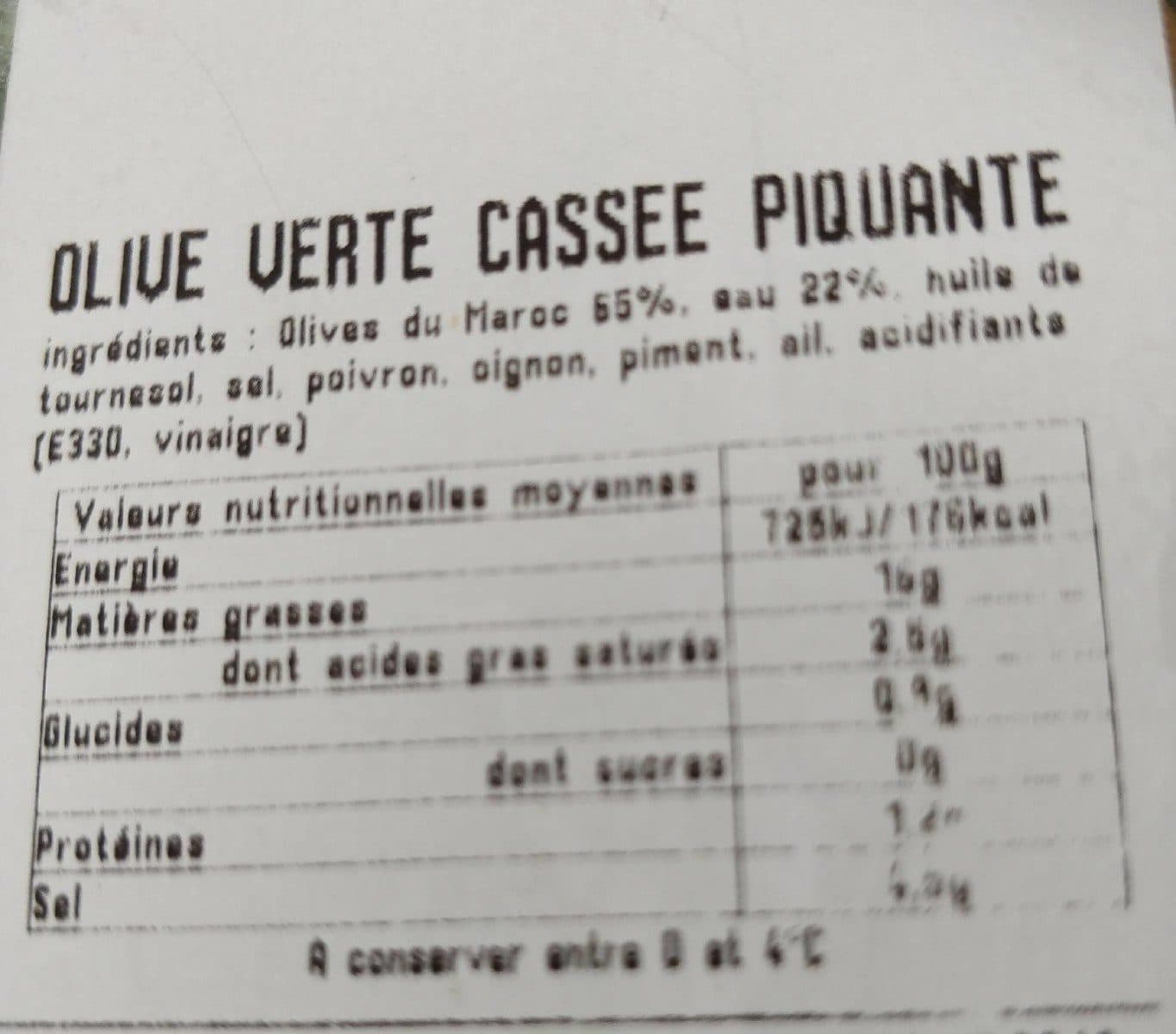 Open Food Facts Olive verte cassee piquante packshot