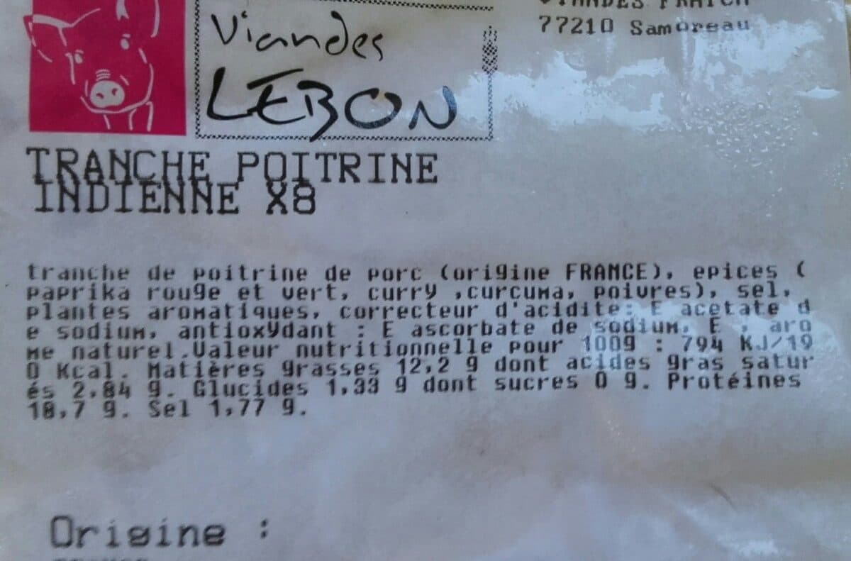 Open Food Facts Tranches poitrine indienne packshot