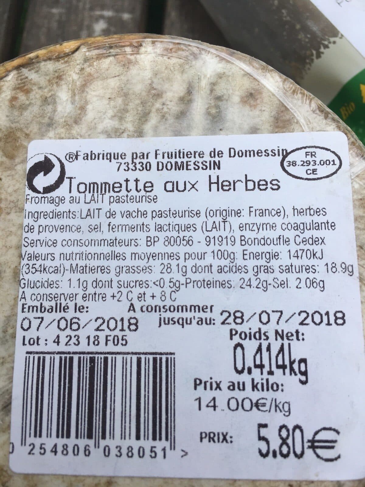 Open Food Facts Tommette au herbes de provence packshot
