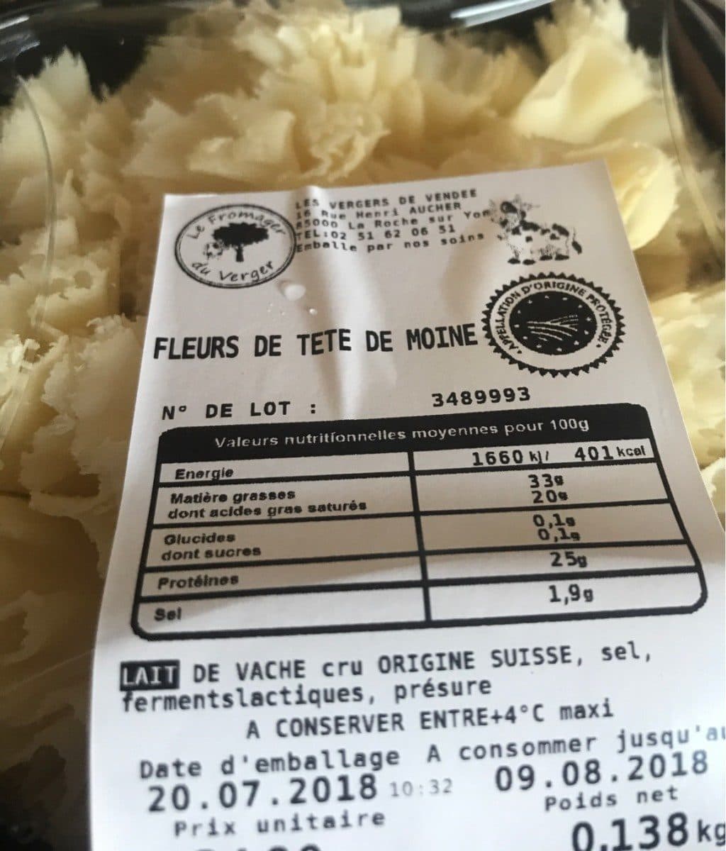 Open Food Facts Fleurs de tête de moine packshot