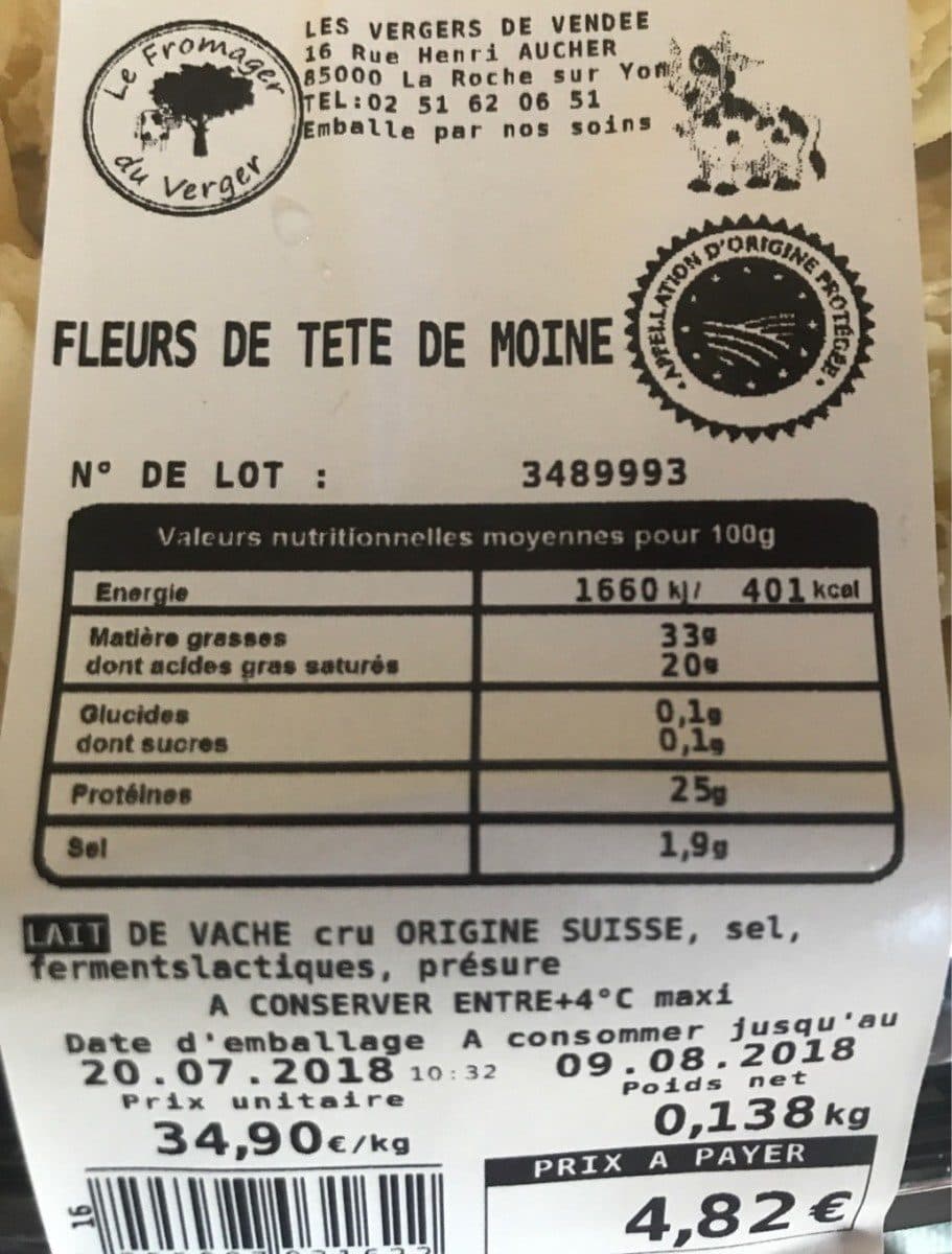 Open Food Facts Fleurs de tête de moine packshot