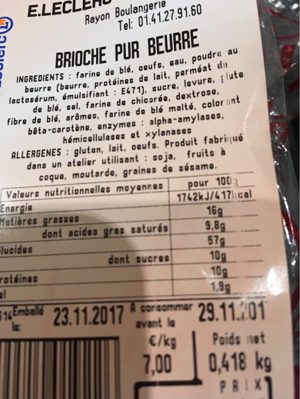 Leclerc Brioche Pur Beurre packshot